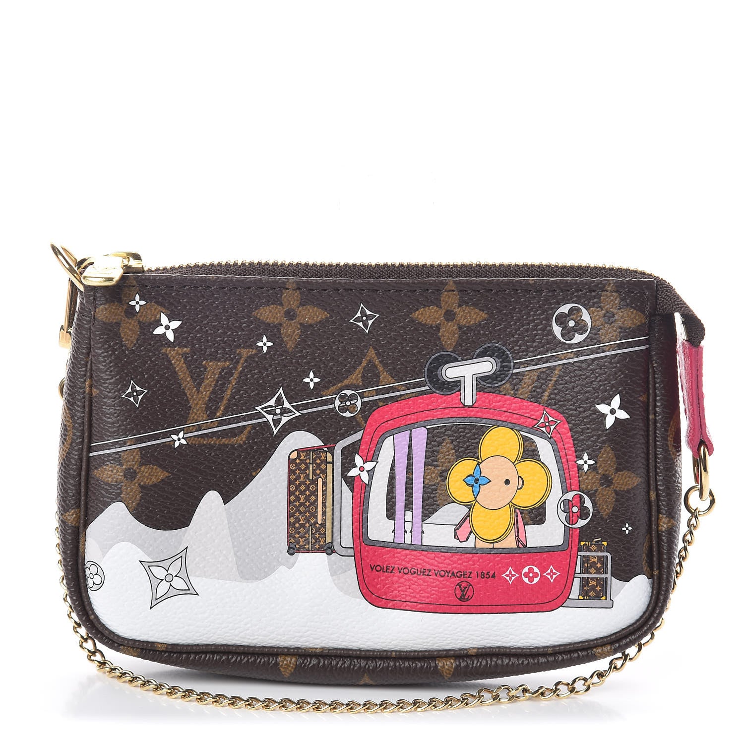 Louis Vuitton Monogram 2019 Christmas Animation Mini Courchevel Pochette Accessories Fuchsia 1 of 8