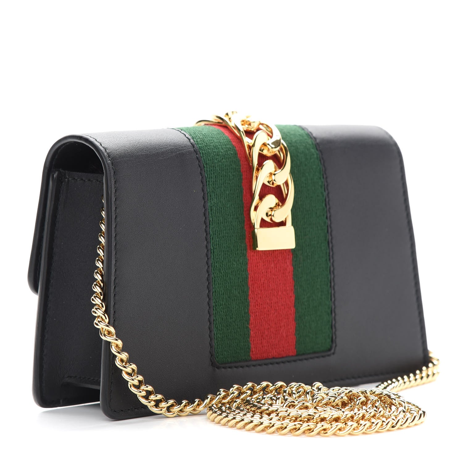 Gucci Calfskin Super Mini Sylvie Chain Shoulder Bag Black 3 of 9