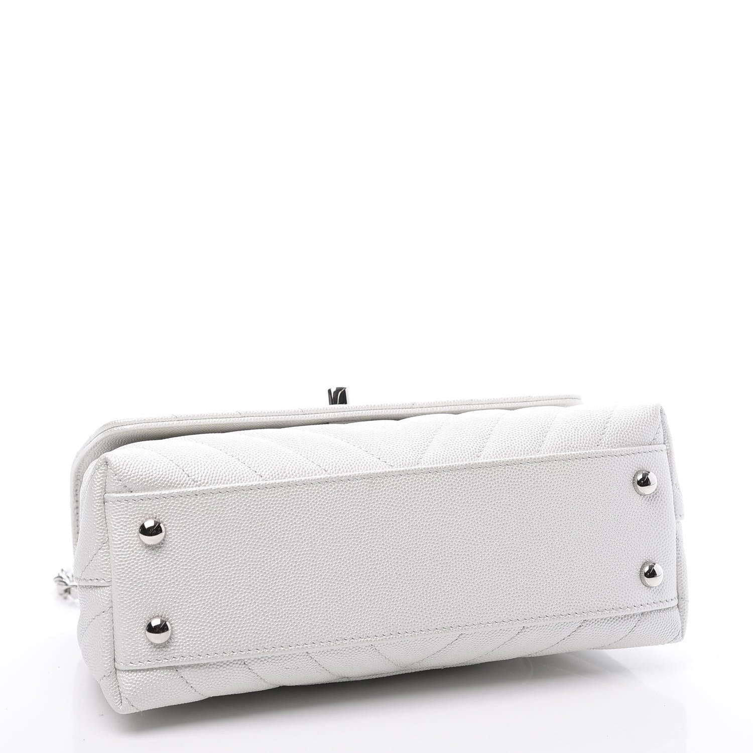 Chanel Iridescent Caviar Chevron Quilted Mini Coco Handle Flap White 3 of 10