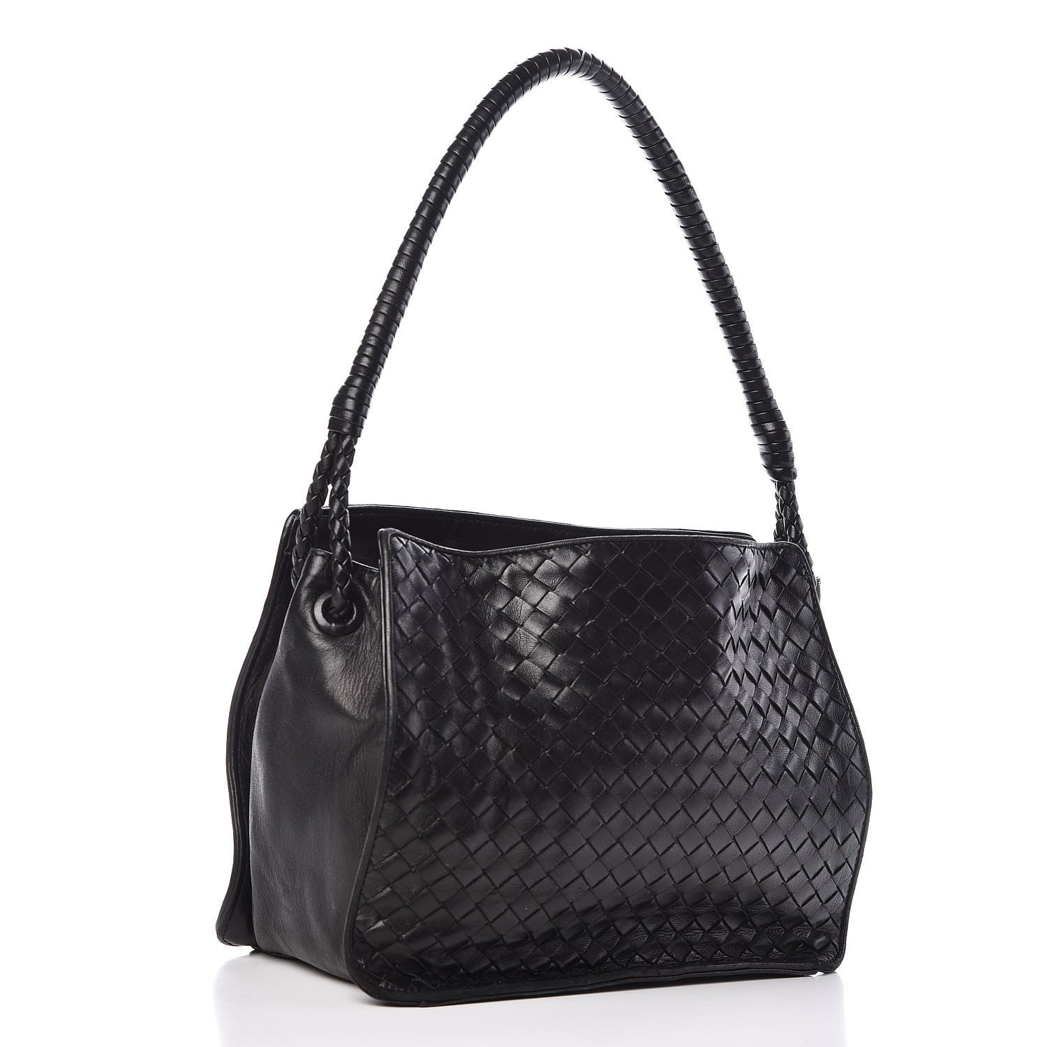 Bottega Veneta Nappa Intrecciato Shoulder Bag Black 3 of 10
