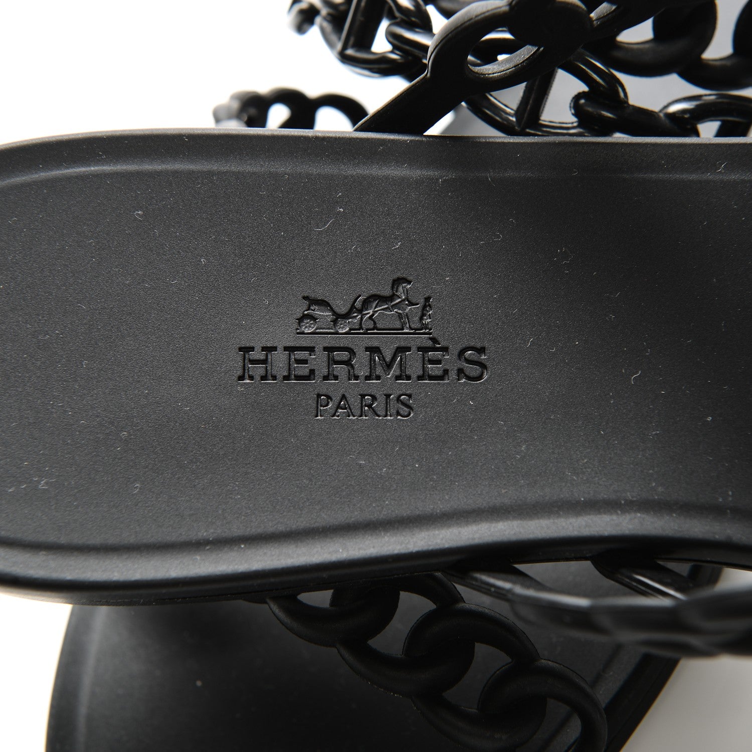 Hermes Rubber Chaine d'Ancre Nude Sandals 40 Black 7 of 7