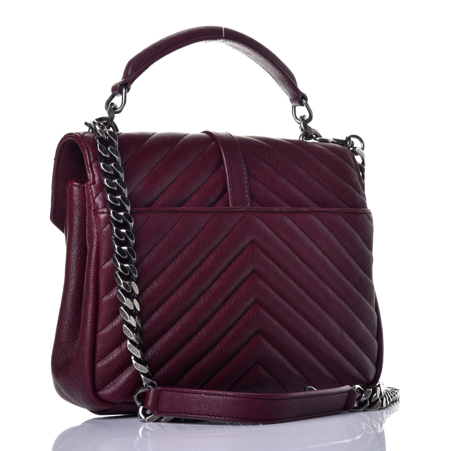 Sheepskin Matelasse Chevron Monogram Medium College Bag Rouge Legion