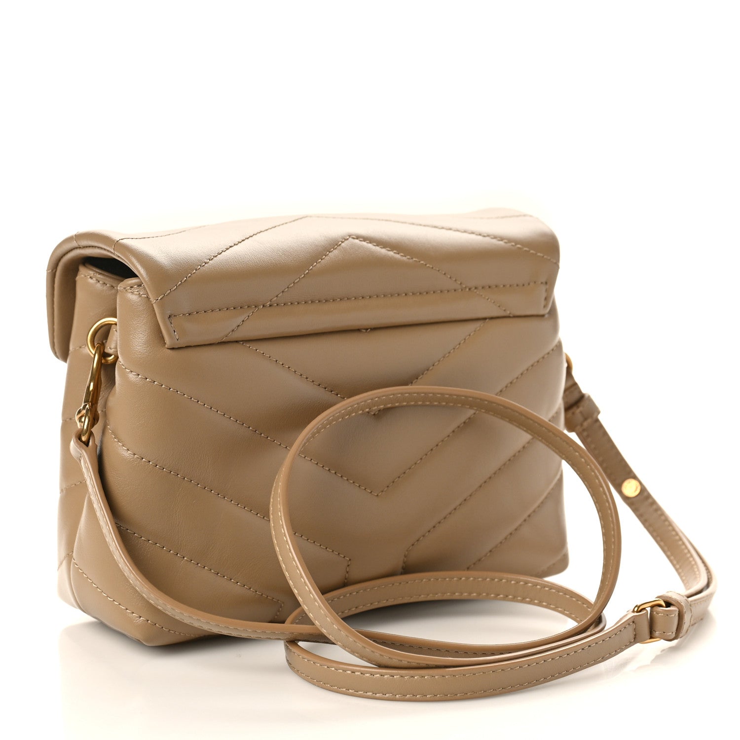Saint Laurent Calfskin Y Quilted Monogram Toy Loulou Crossbody Bag Dark Latte 3 of 12