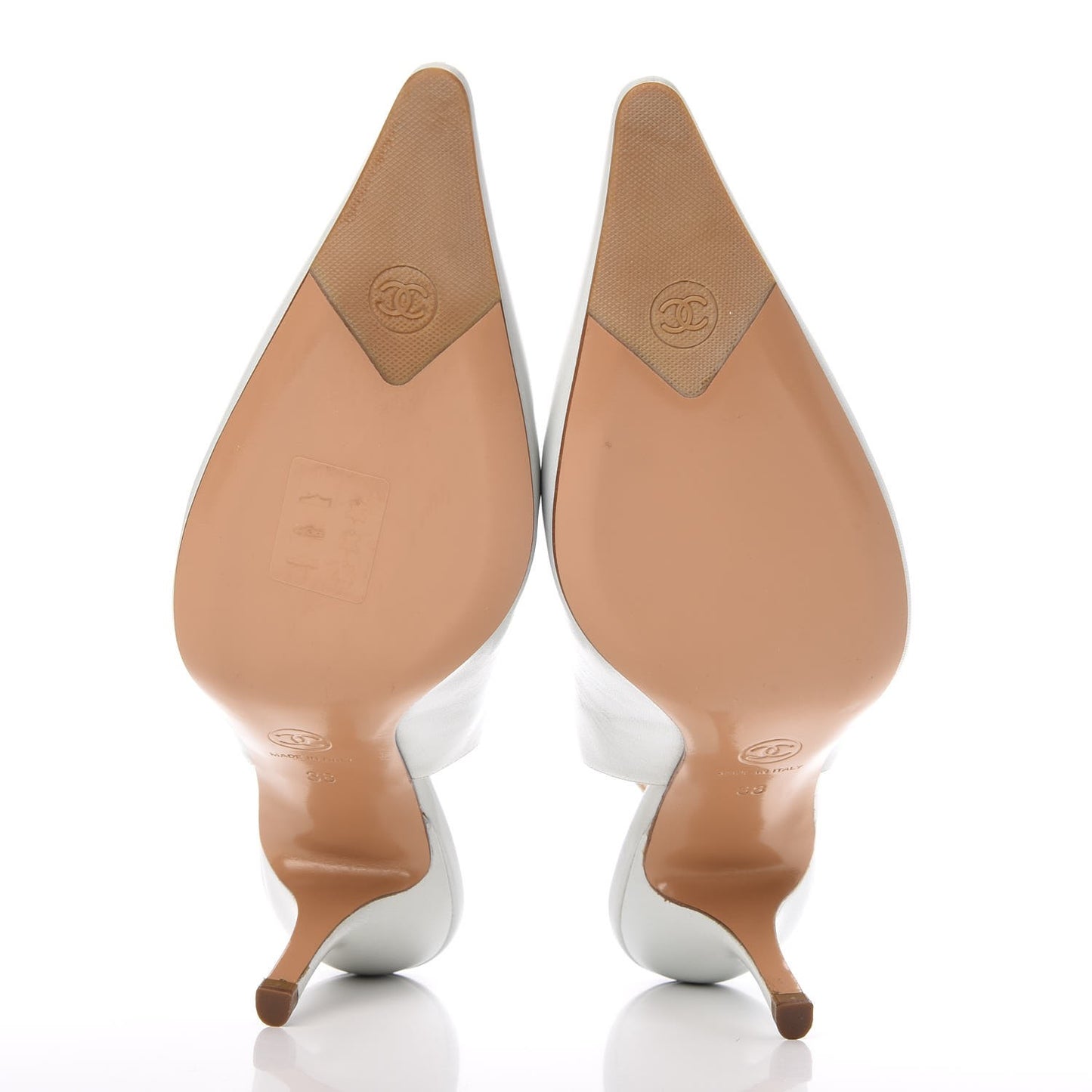 Lambskin CC Slingback Heels 38 Light Green