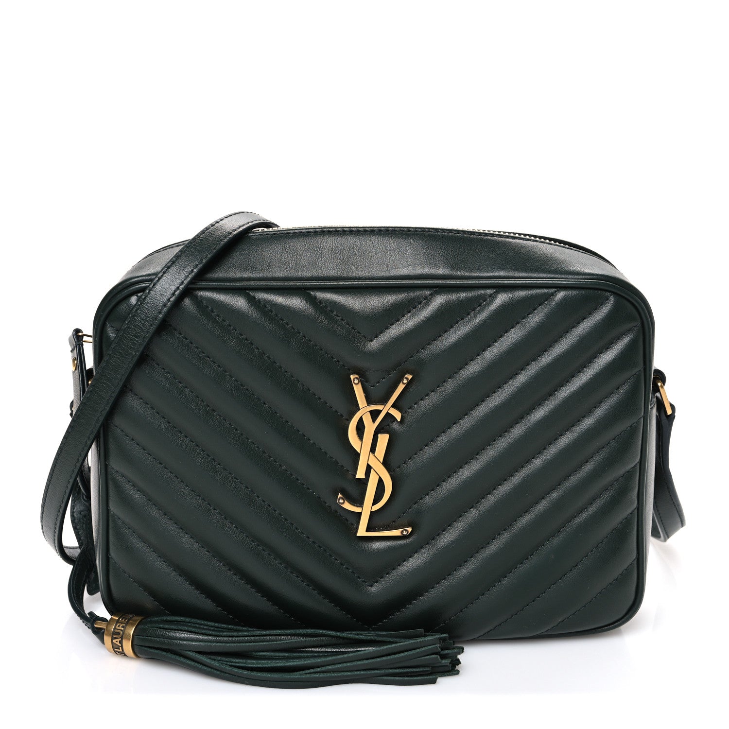 Saint Laurent Calfskin Matelasse Monogram Lou Camera Bag Vert Fonce 1 of 11