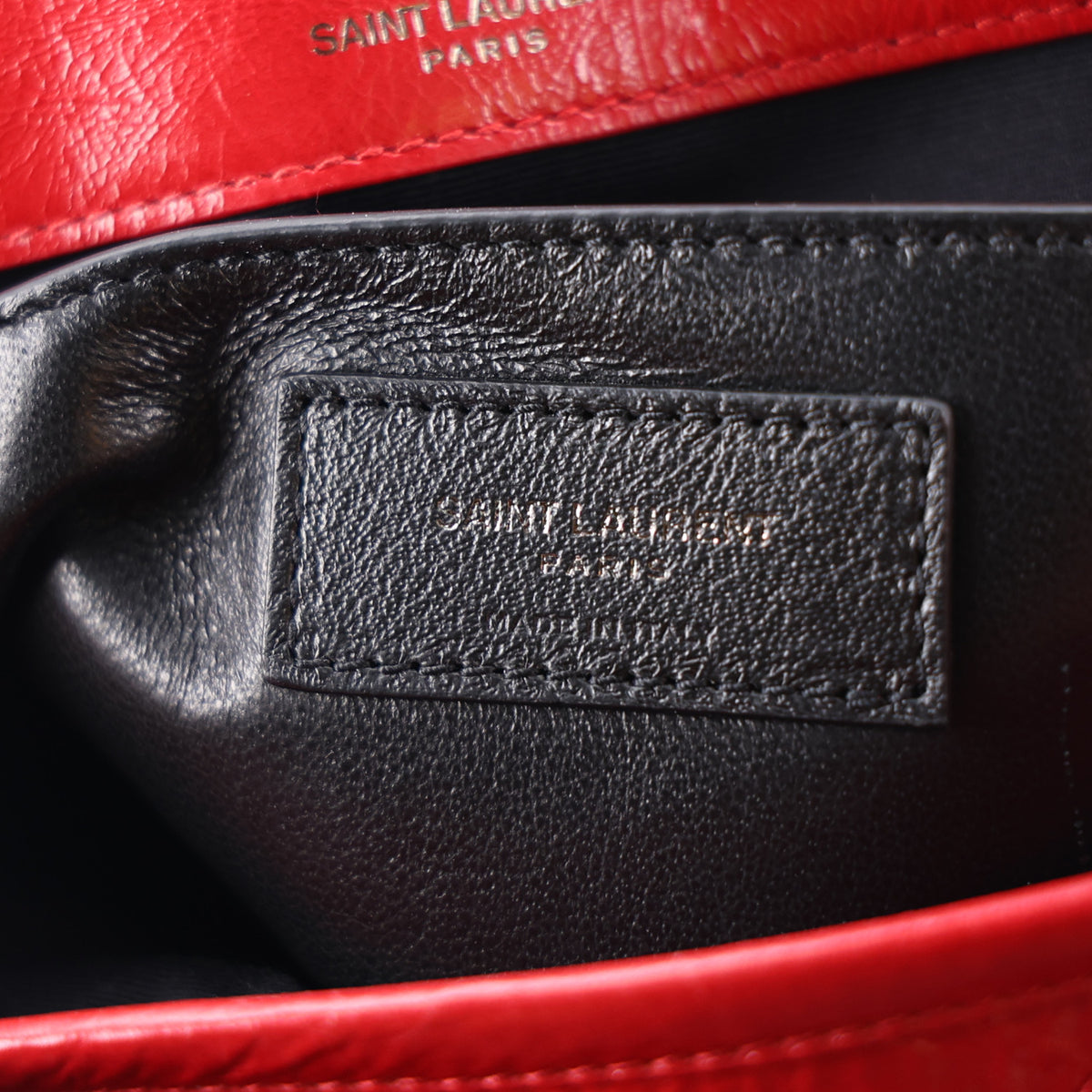 Saint Laurent Crinkled Calfskin Matelasse Monogram Baby Niki Chain Satchel Rouge Eros 7 of 11