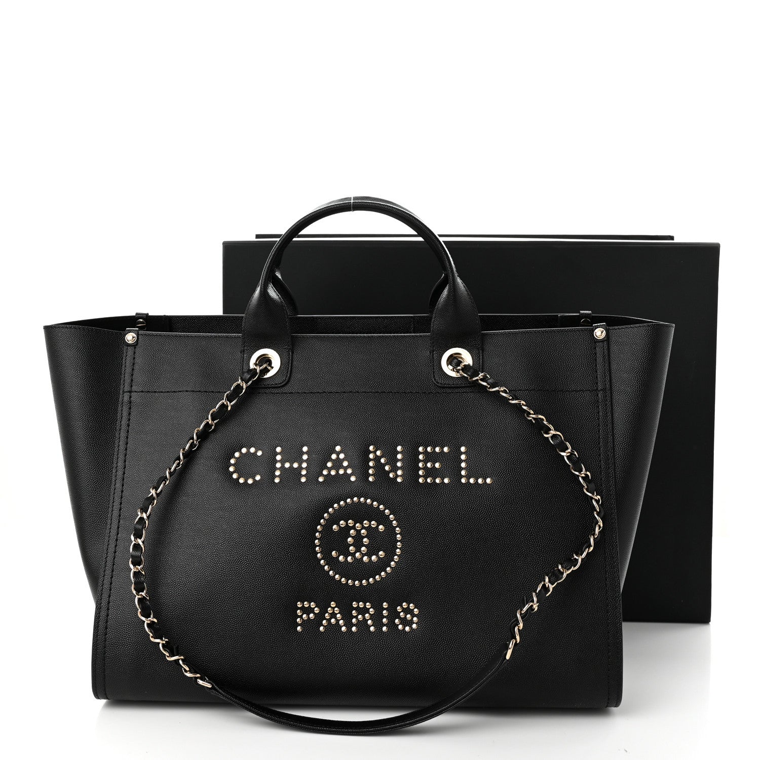 Chanel Caviar Medium Studded Deauville Tote Black 12 of 12
