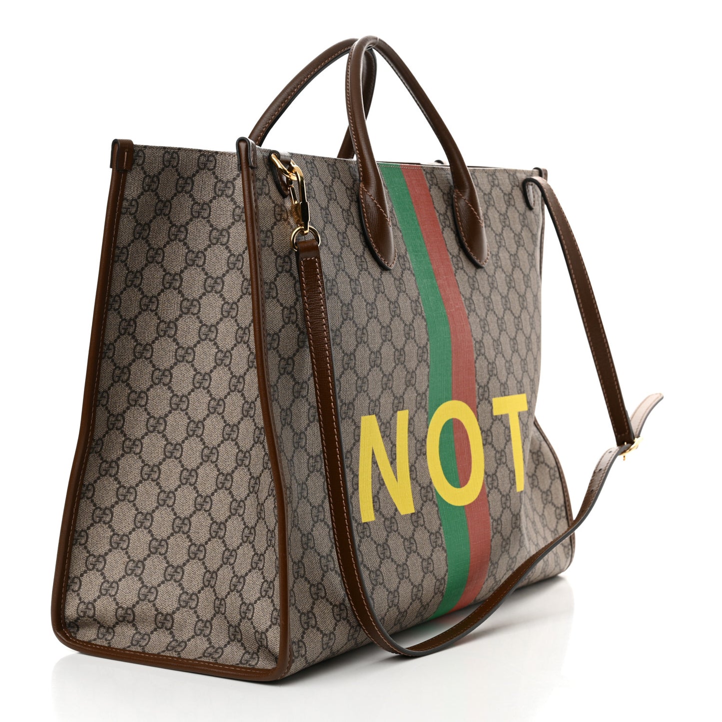 GG Supreme Monogram Fake/Not Large Retro Interlocking G Tote Bag Beige Brown Sugar