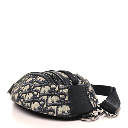 Christian Dior Grained Calfskin Oblique Scarab Sling Bag Blue Black 4 of 10
