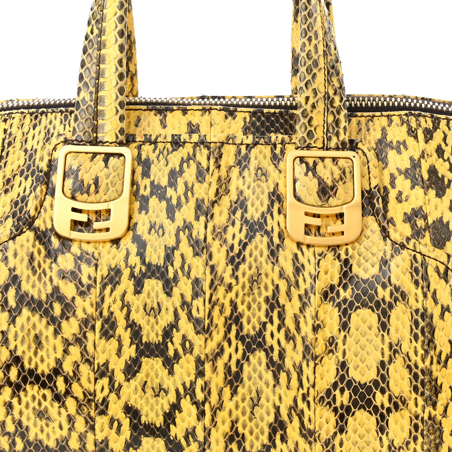 Fendi Snakeskin Small Chameleon Tote Yellow 8 of 10