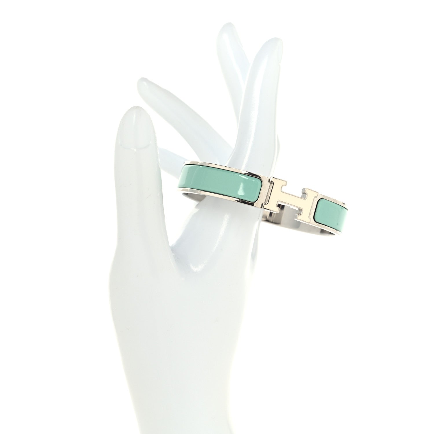 Hermes Enamel Narrow Clic Clac H Bracelet PM Lagon White 2 of 4