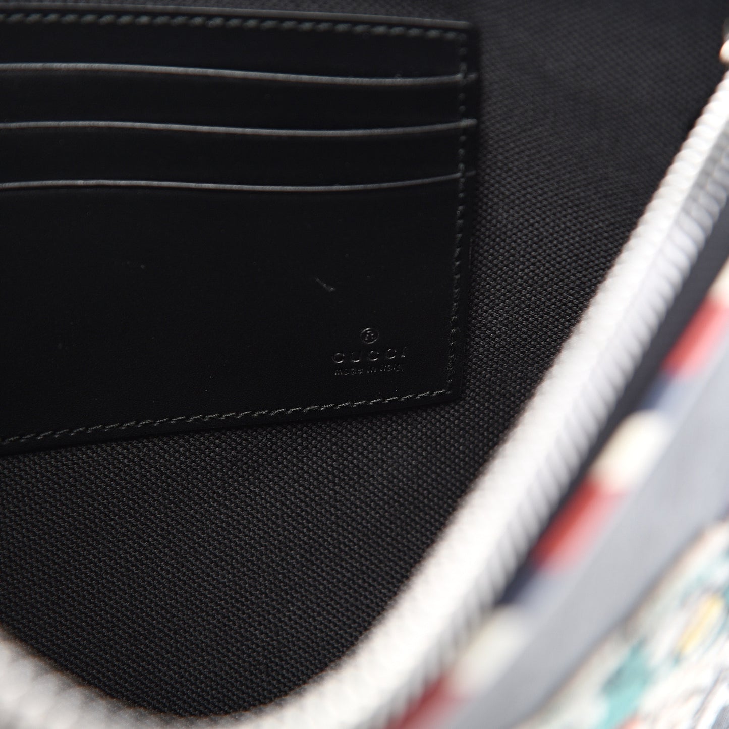 GG Supreme Monogram Night Courrier Zip Wristlet Pouch Black Multicolor