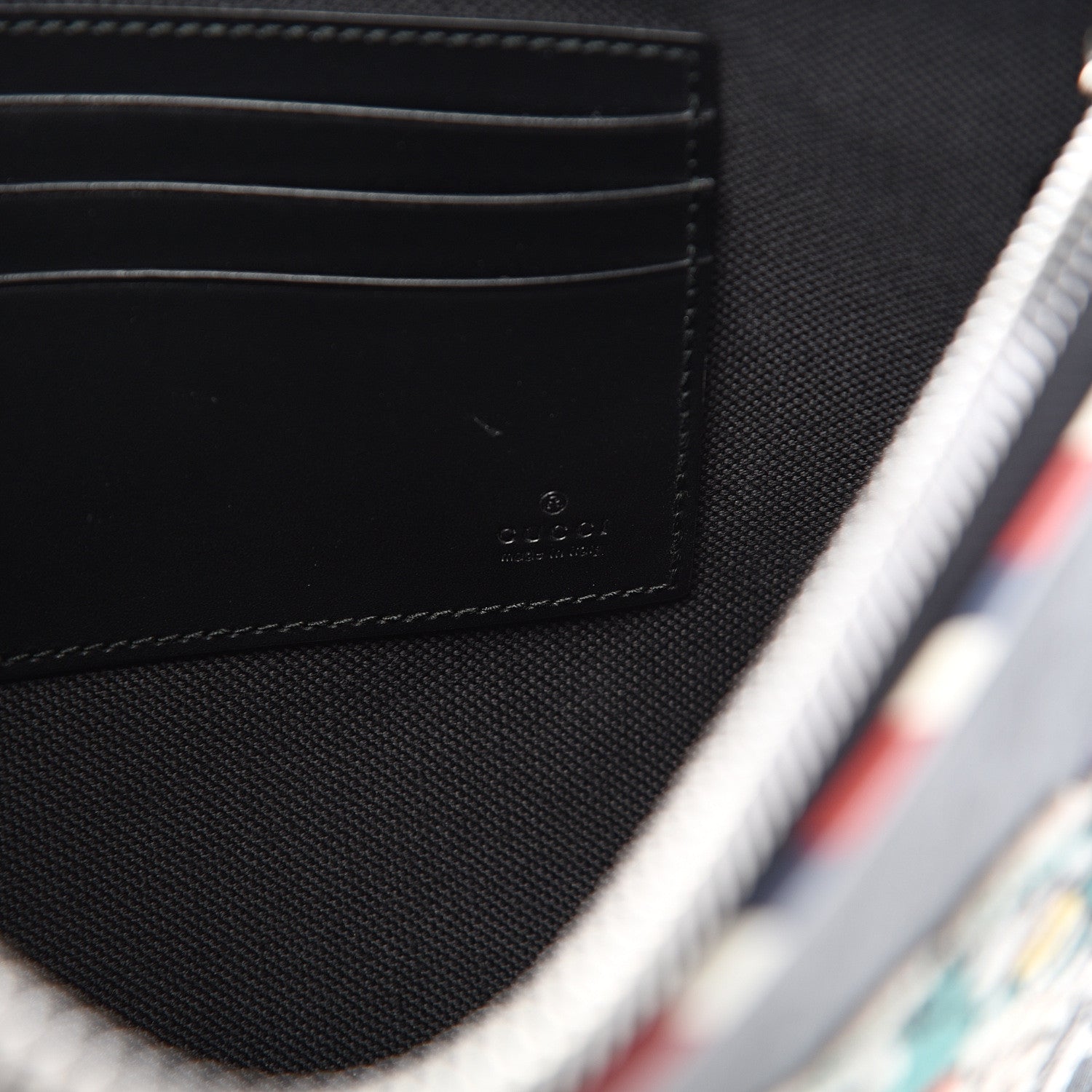 Gucci GG Supreme Monogram Night Courrier Zip Wristlet Pouch Black Multicolor 5 of 6