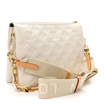 Louis Vuitton Lambskin Embossed Monogram Coussin PM Beige Cream 3 of 11