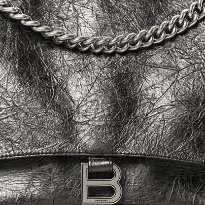 Balenciaga Metallic Crushed Calfskin Large Crush Chain Bag Steel Grey 8 of 10