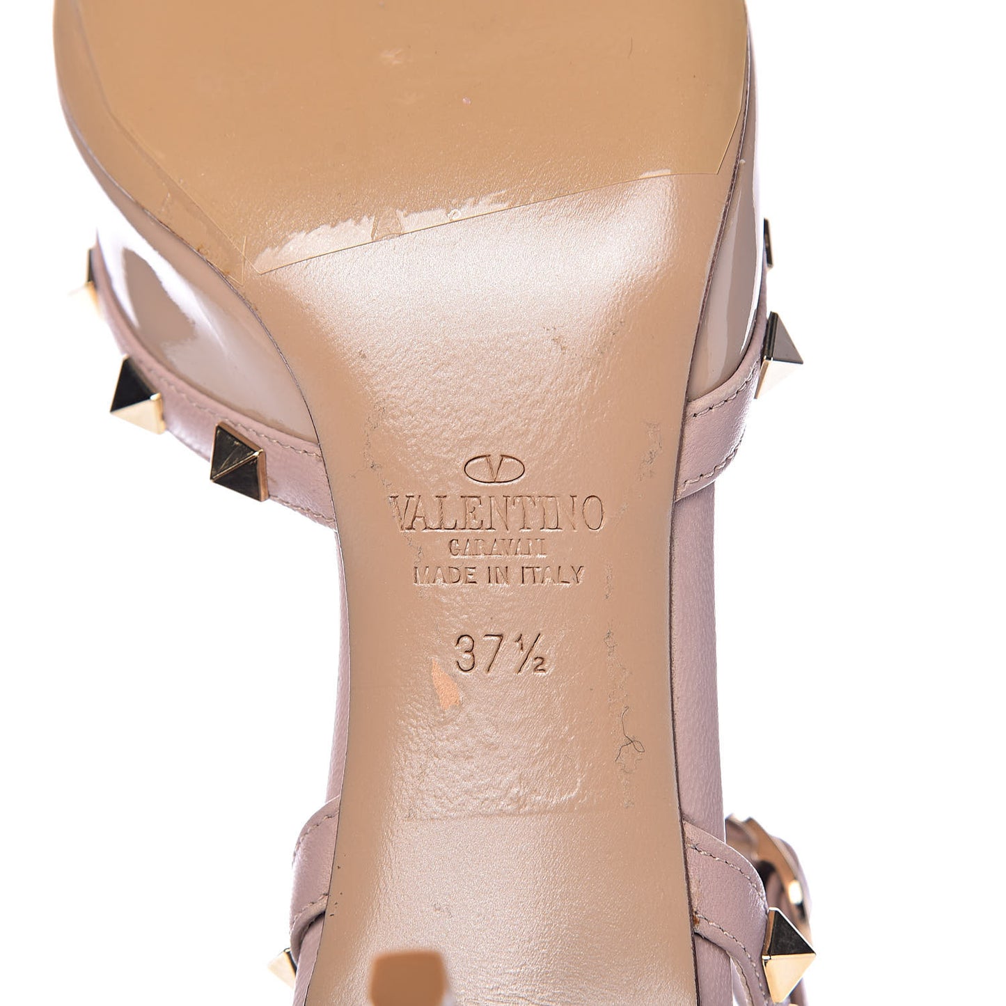 Patent Nappa Rockstud Ankle Strap 65mm Pumps 37.5 Soft Noisette Poudre