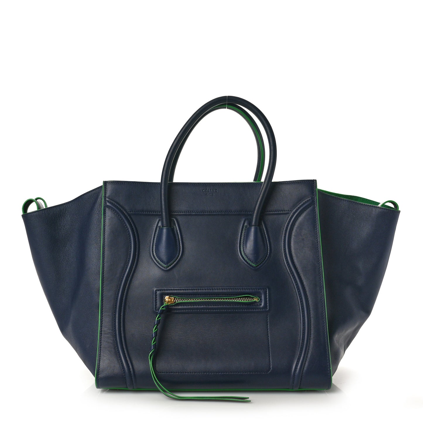 Smooth Calfskin Medium Phantom Luggage Navy Blue Green