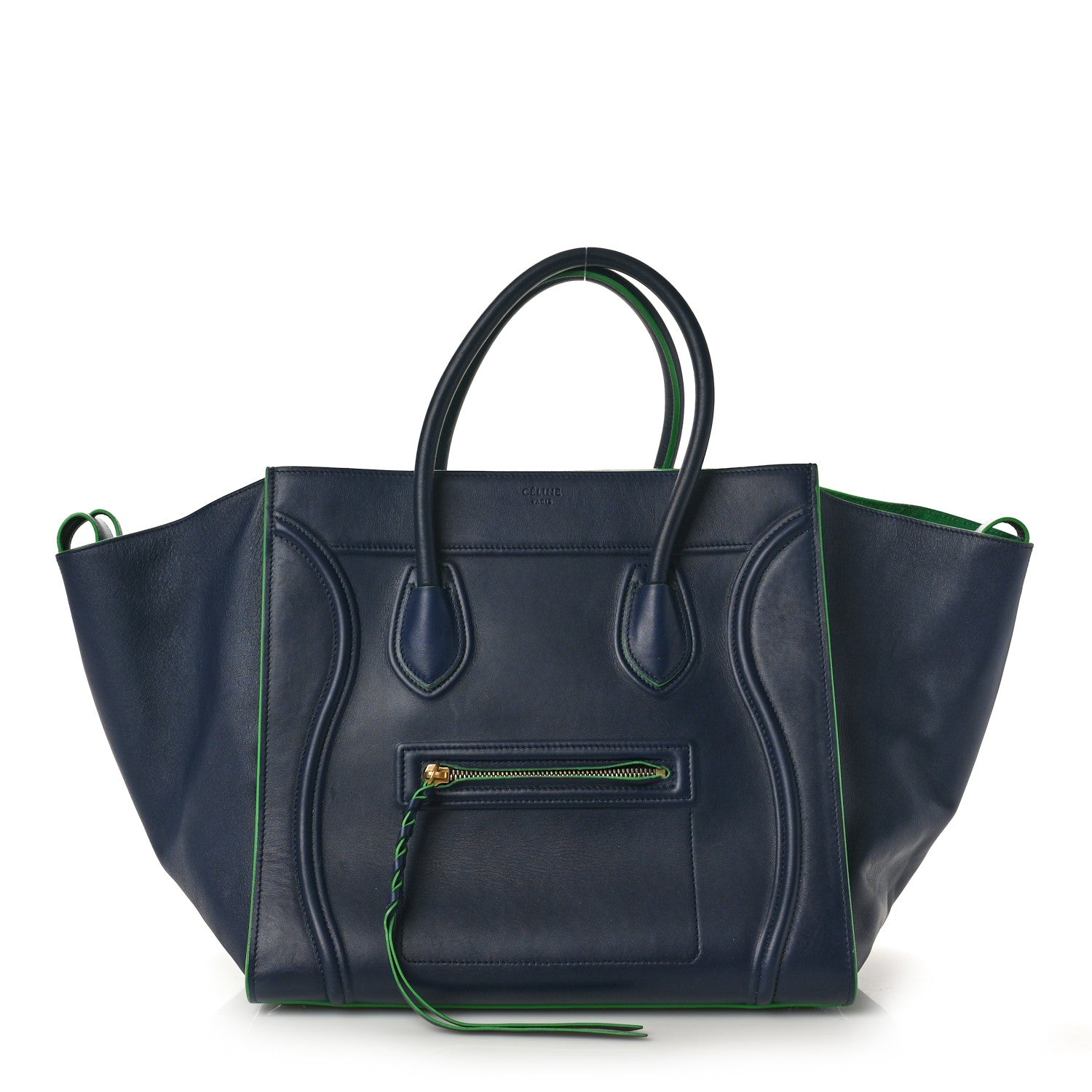 Celine Smooth Calfskin Medium Phantom Luggage Navy Blue Green 1 of 10