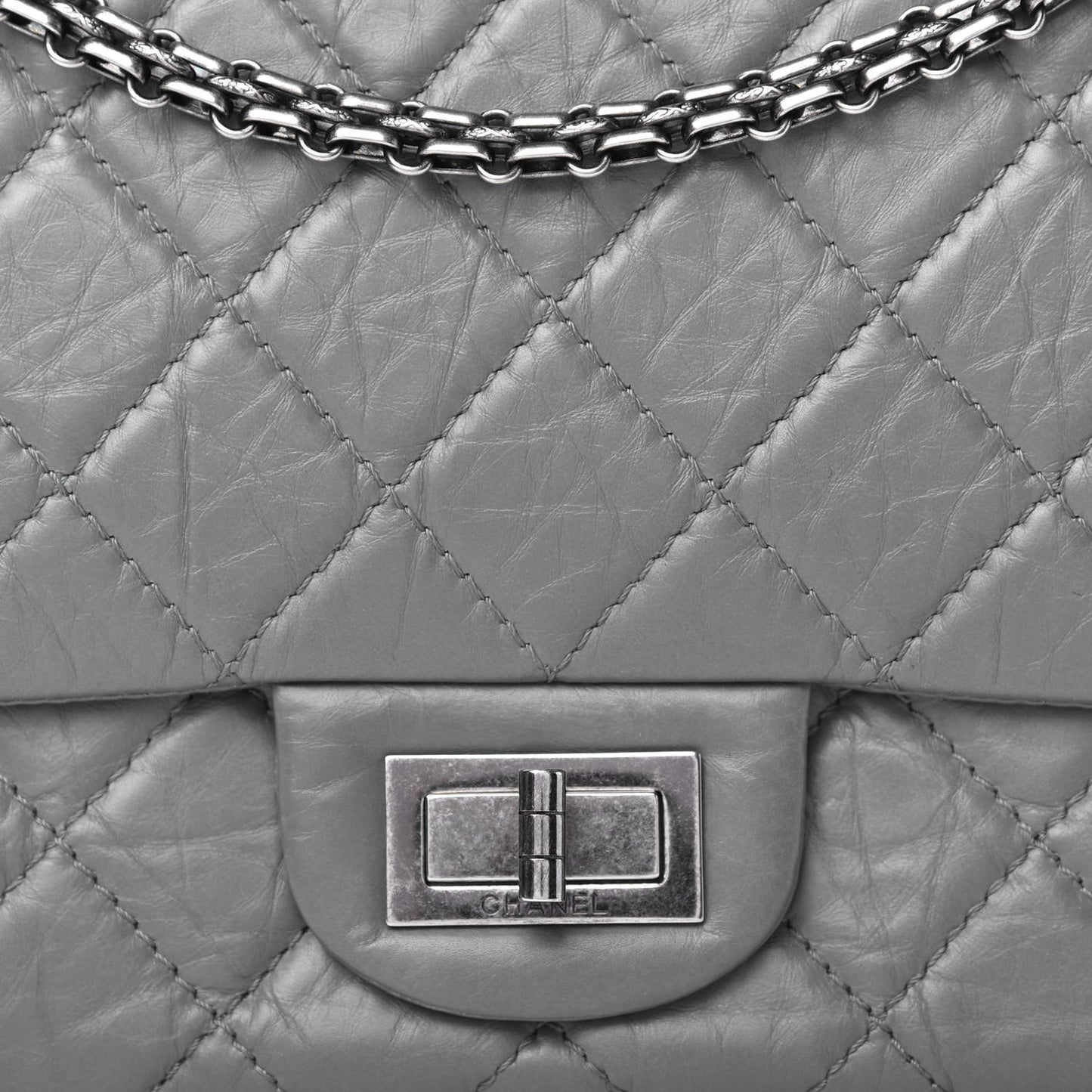 Aged Calfskin Quilted 2.55 Reissue 227 Flap Grey