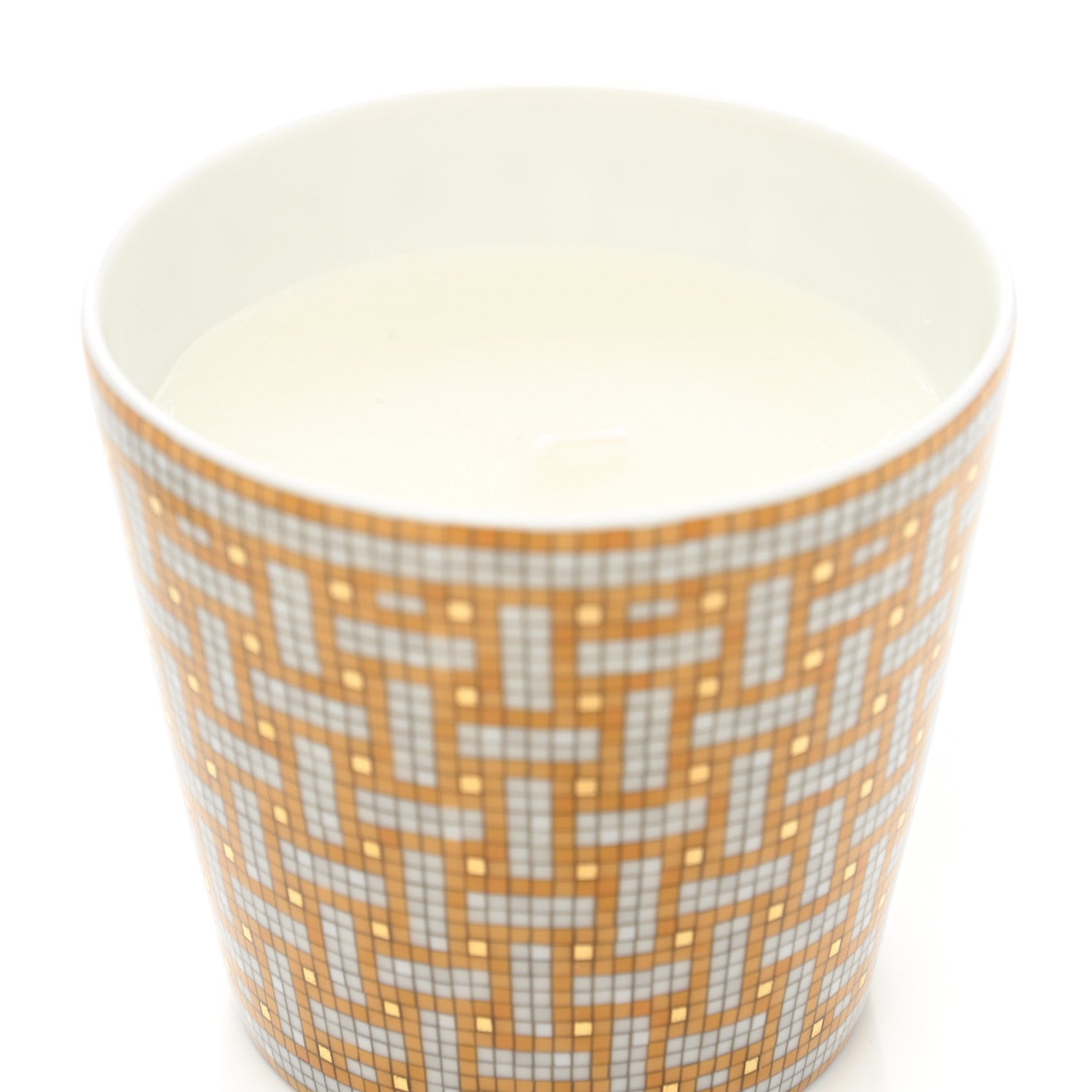 Hermes Porcelain Mosaique Au 24 Porcelain Candle Tumbler Gold 9 of 10