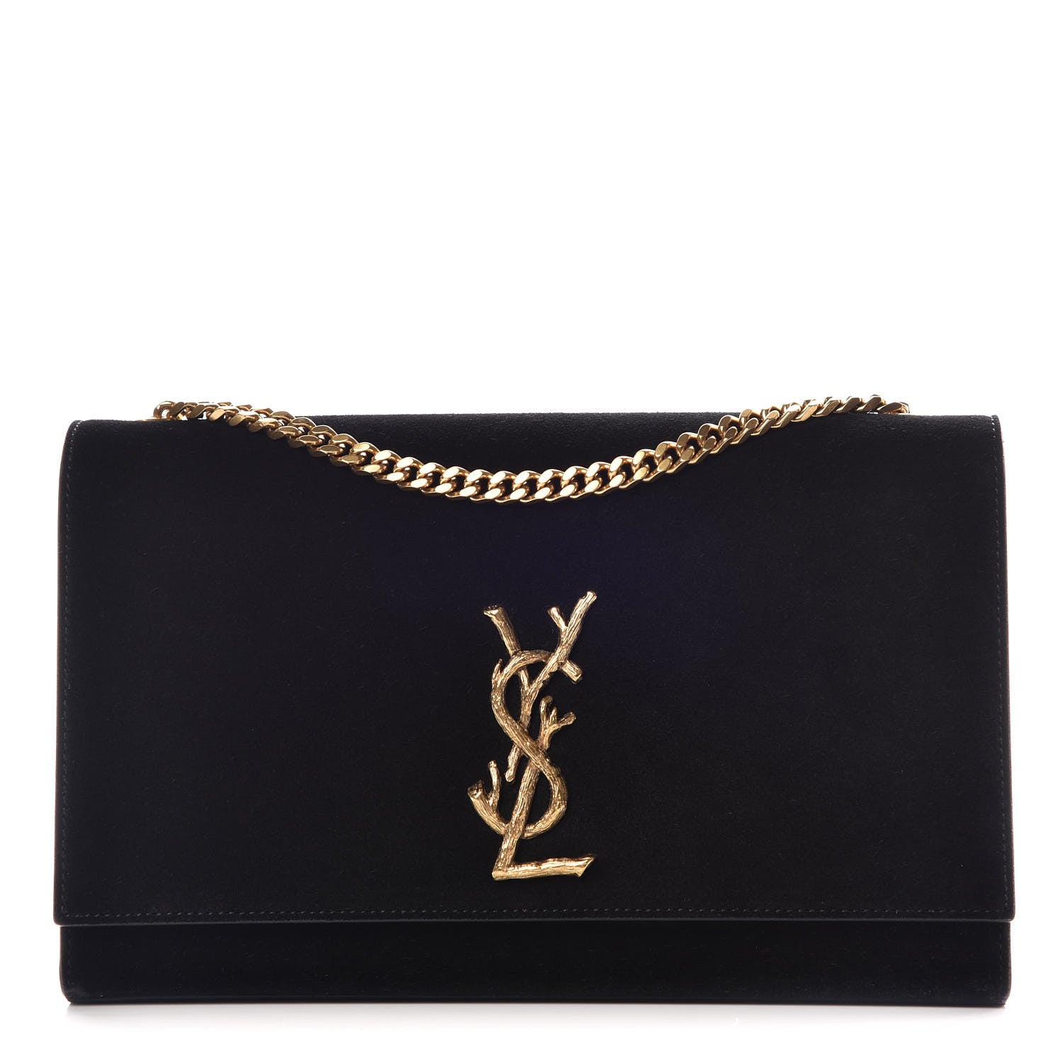 Saint Laurent Suede Medium Classic Monogram Kate Satchel Black 1 of 10
