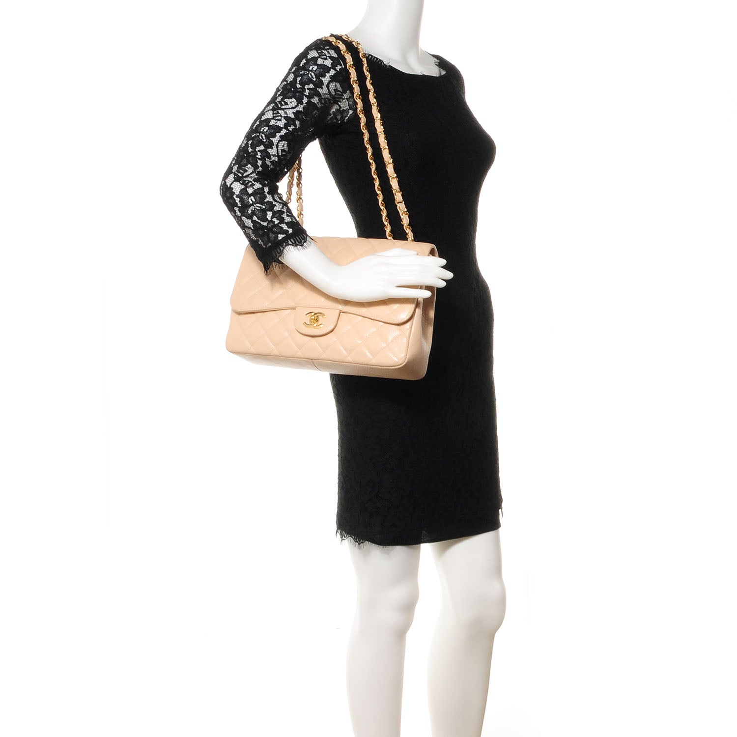 Chanel Caviar Jumbo Single Flap Beige Clair 2 of 9