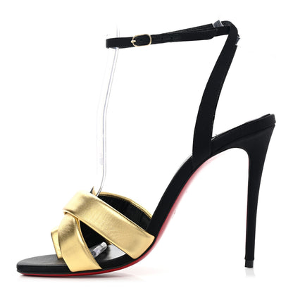 Christian Louboutin Metallic Nappa Laminato Just Me 100 Sandals 37 Black Gold 1 of 9