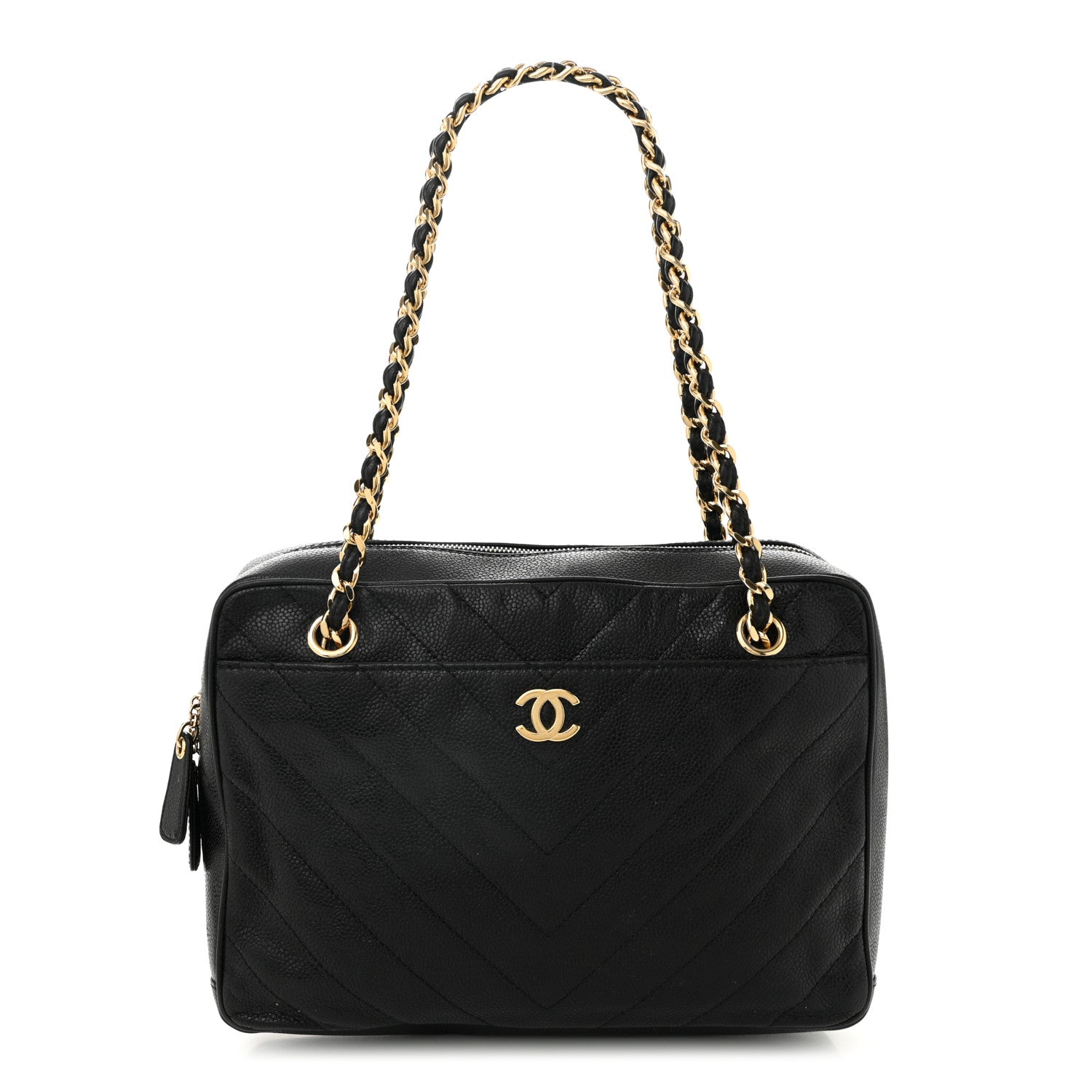 Chanel Caviar Chevron Quilted Camera Case Black 1 of 12