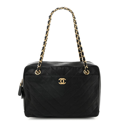 Chanel Caviar Chevron Quilted Camera Case Black 1 of 12