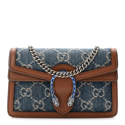 Gucci New Denim GG Monogram Dollar Calfskin Enamel Super Mini Dionysus Shoulder Bag Blue Tea Cuir Epilog Electric Blue 12 of 17