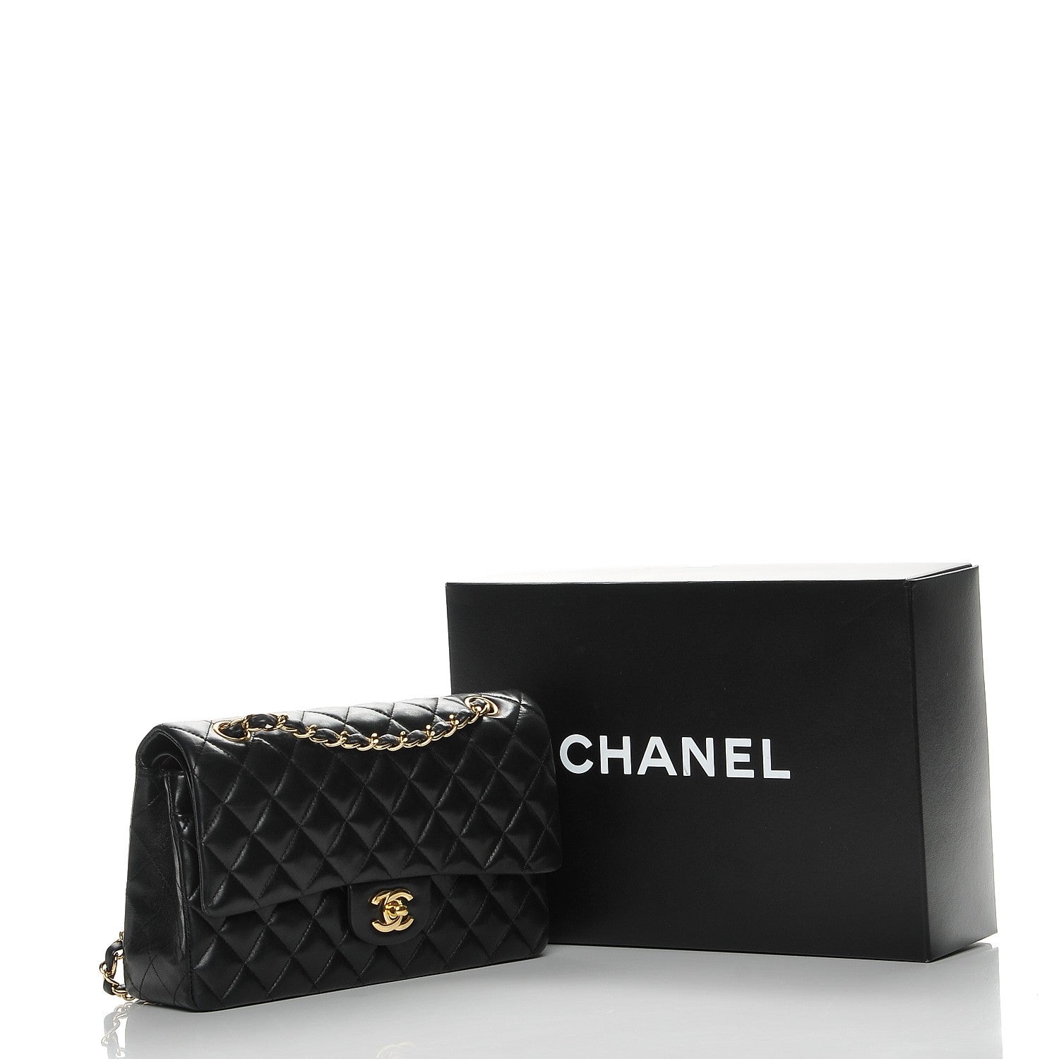 Chanel Lambskin Quilted Medium Double Flap Black 8 of 12
