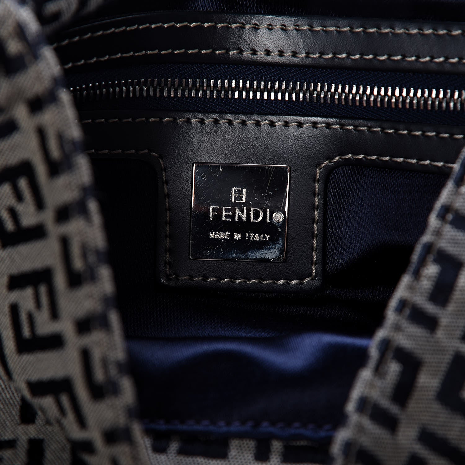 Fendi Zucchino Mama Baguette Navy 6 of 8