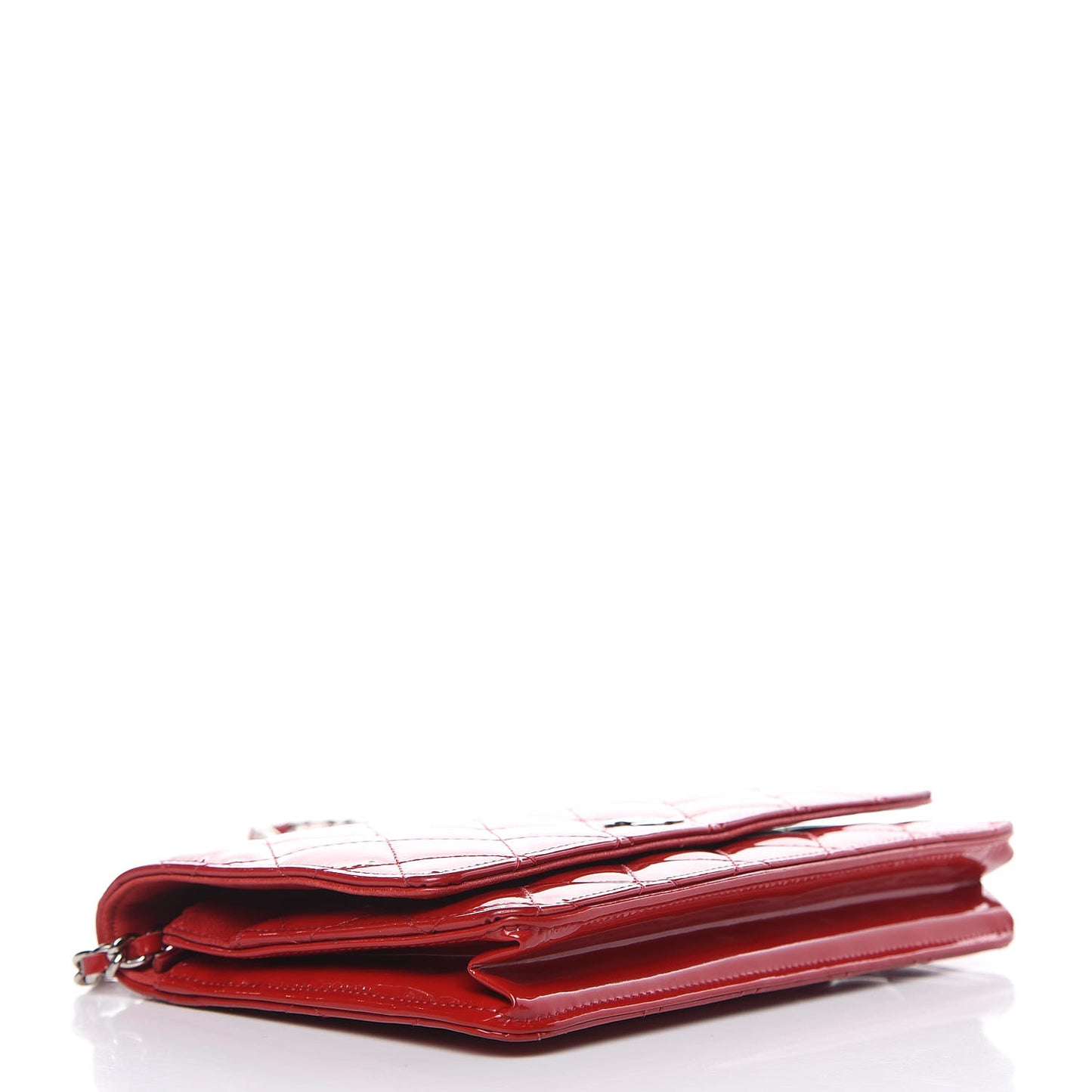 Patent Quilted Wallet On Chain WOC Red