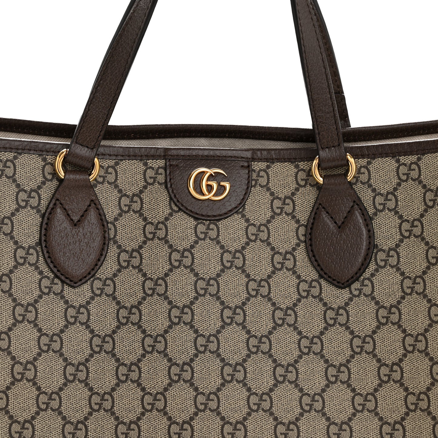 GG Supreme Monogram Textured Calfskin Large Ophidia Shoulder Tote Bag Beige Ebony New Acero