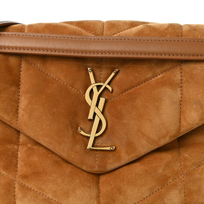 Saint Laurent Suede Calfskin Quilted Small Loulou Puffer Monogram Chain Satchel Cinnamon 8 of 10