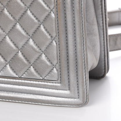 Chanel Metallic Calfskin Quilted Medium Boy Flap Silver 15 of 24