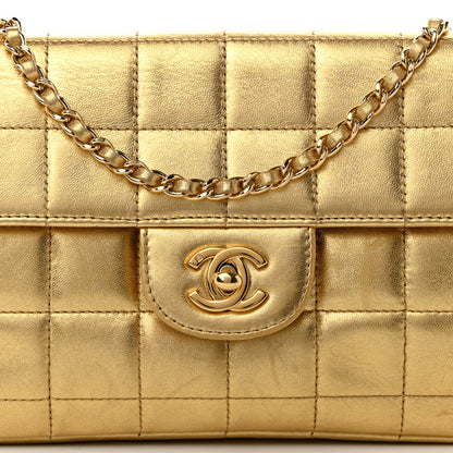 Chanel Metallic Lambskin Quilted East West Chocolate Bar Flap Gold 9 of 16