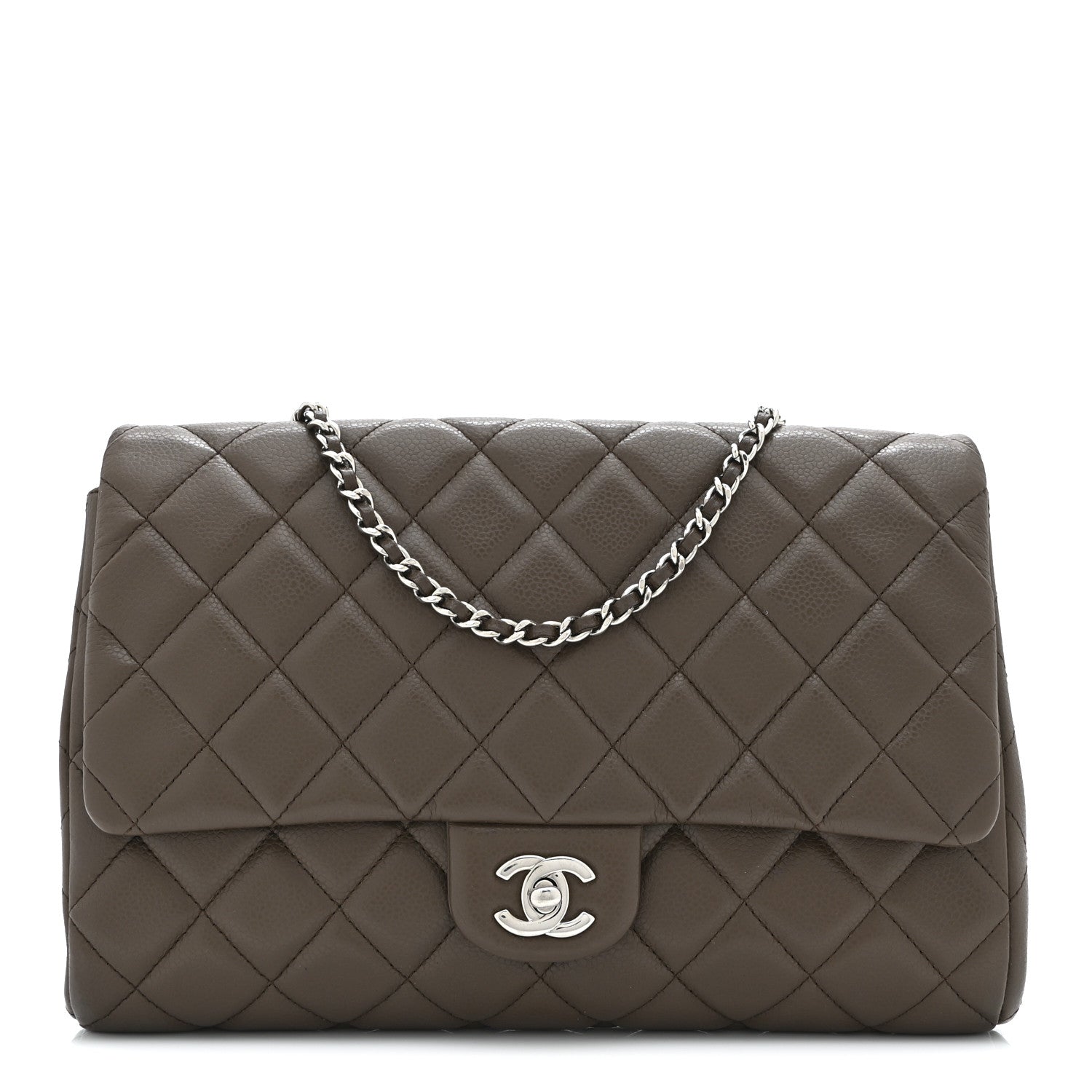 Chanel Caviar Quilted Clutch With Chain Flap Brown 1 of 10