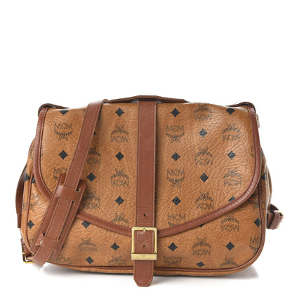 MCM Visetos Large Crossbody Messenger Flap Bag Cognac 1 of 10