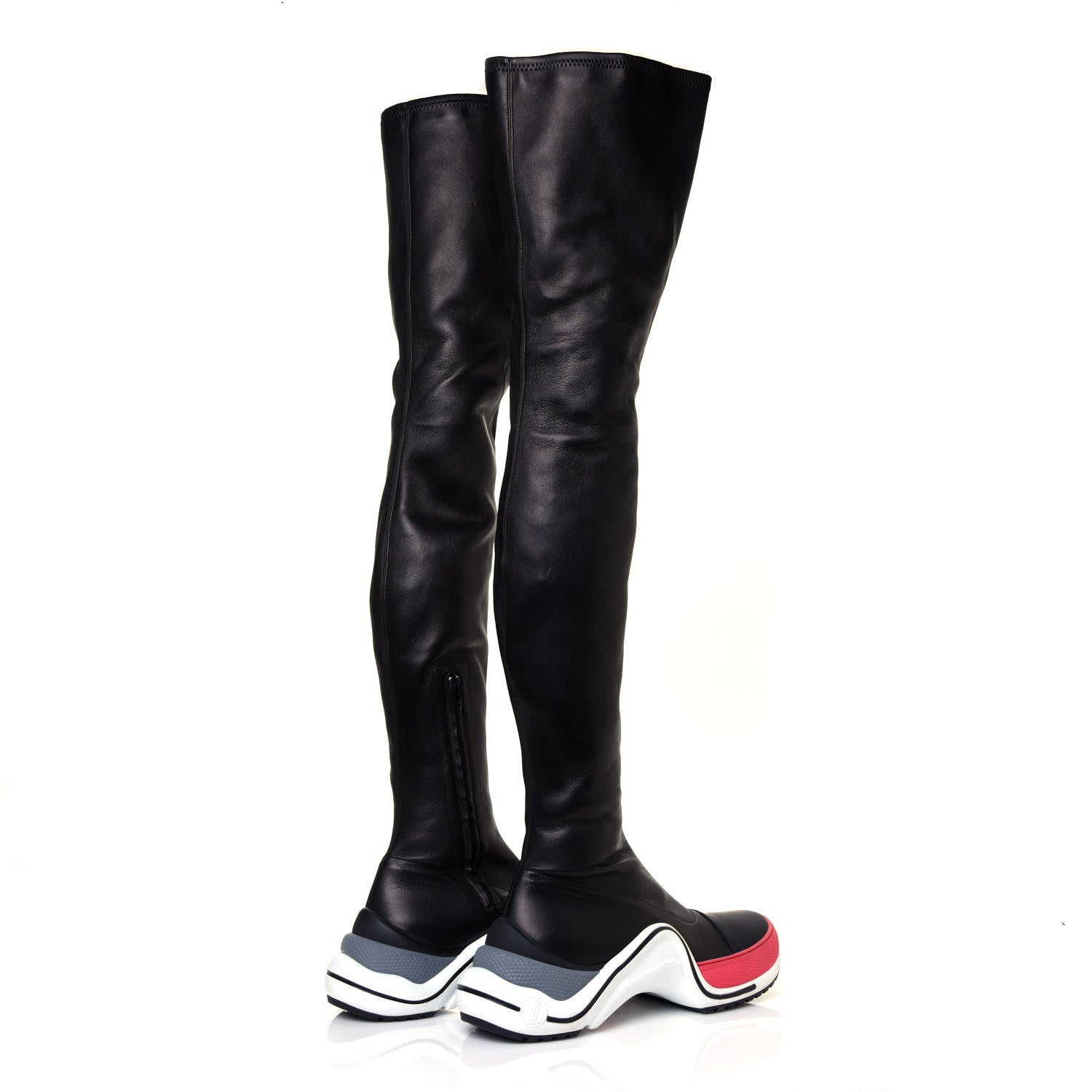 Louis Vuitton Lambskin LV Archlight Flat Thigh Boots 42 Black Pink 3 of 6