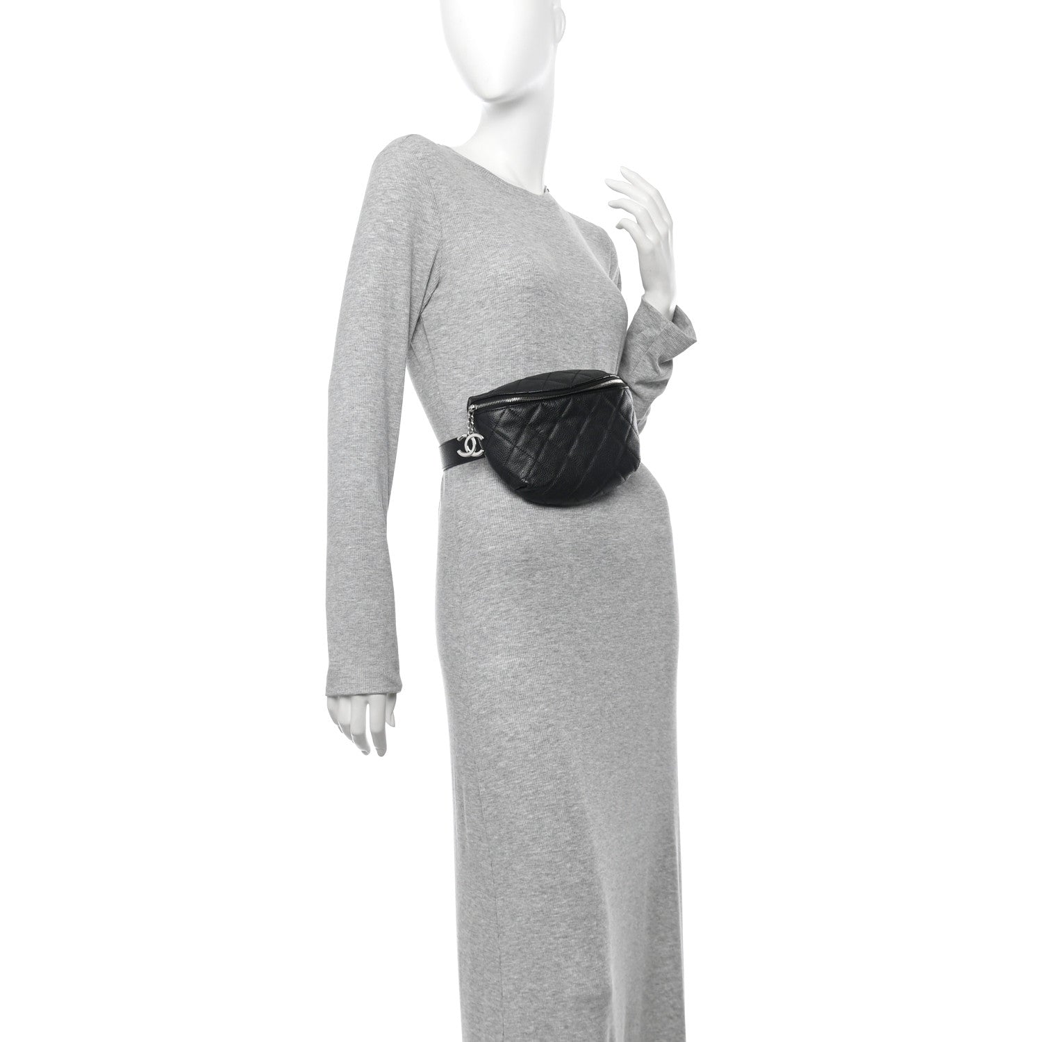 Chanel Grained Calfskin Quilted Waist Belt Bag Black 2 of 12