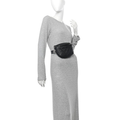 Chanel Grained Calfskin Quilted Waist Belt Bag Black 2 of 12