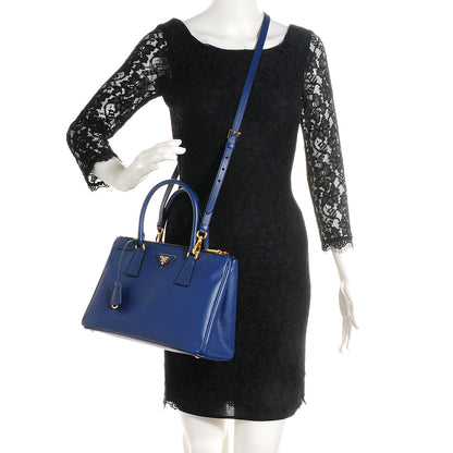 Prada Saffiano Lux Small Double Zip Tote Bleuette 2 of 14