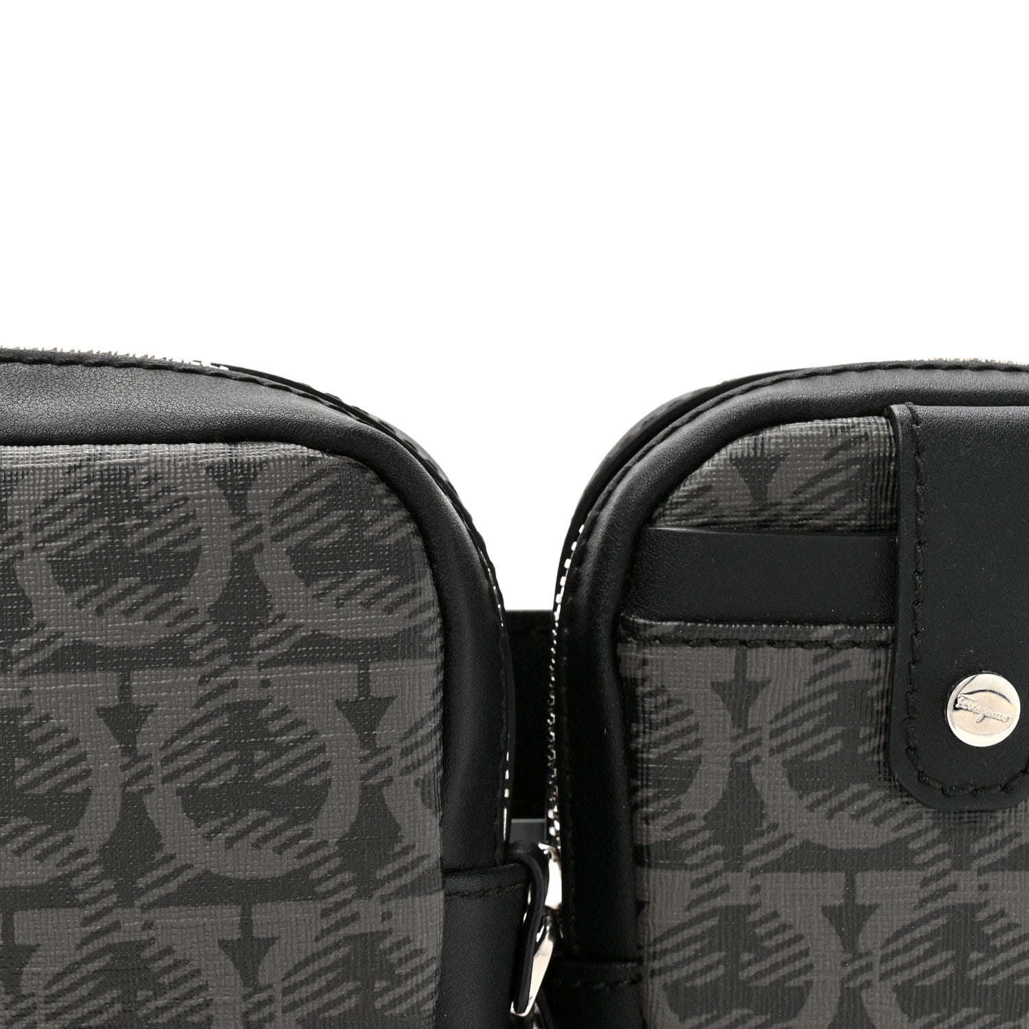 Salvatore Ferragamo Gancini Monogram Calfskin Multi-Pouch Travel Belt Bag Black Grey 8 of 10