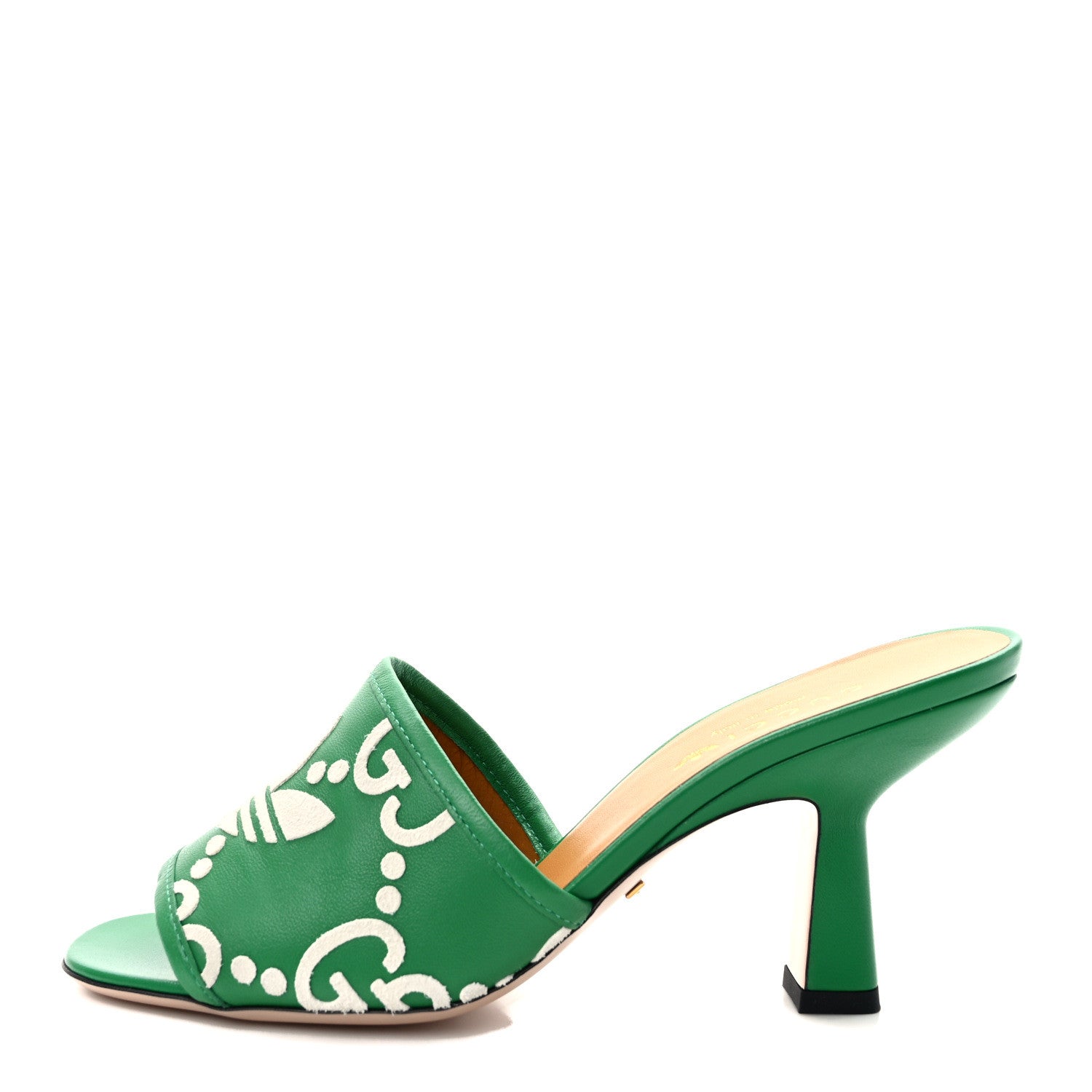Gucci X ADIDAS Nappa Charlotte Suede Monogram Jumbo GG Trefoil 75mm Slide Sandals 36 New Shamarock Ivoire 1 of 9