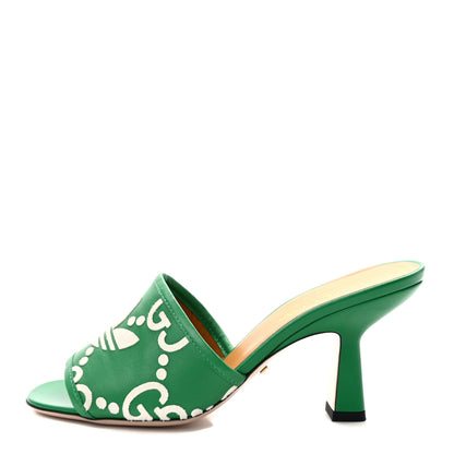 Gucci X ADIDAS Nappa Charlotte Suede Monogram Jumbo GG Trefoil 75mm Slide Sandals 36 New Shamarock Ivoire 1 of 9