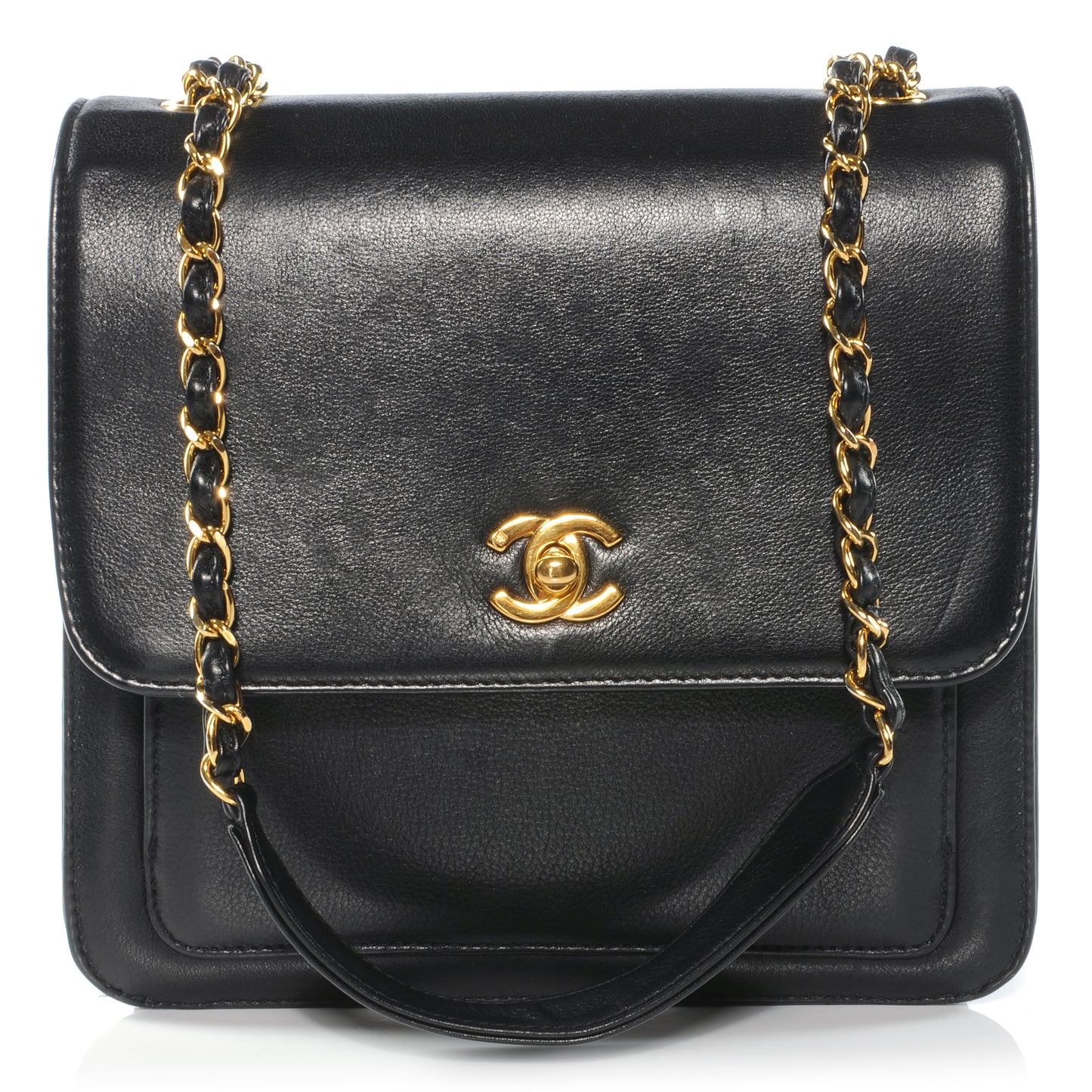 Calfskin CC Shoulder Bag Black