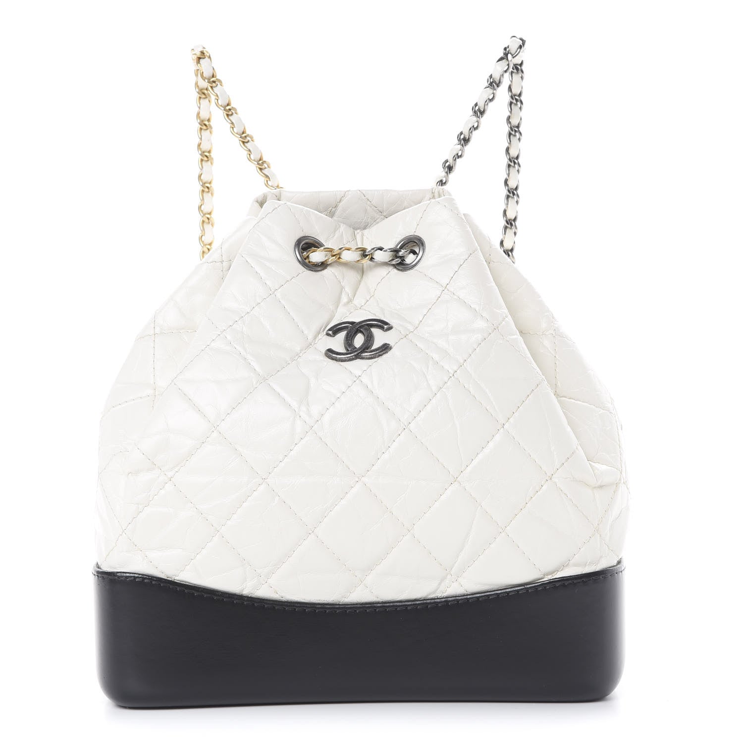 Chanel Aged Calfskin Quilted Small Gabrielle Backpack Black White 1 of 13