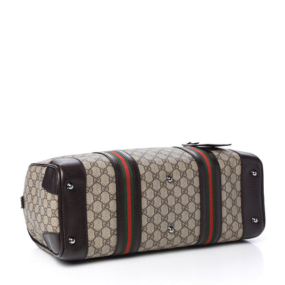 Gucci GG Supreme Monogram Web Medium Carry On Duffle Beige Dark Brown 3 of 8