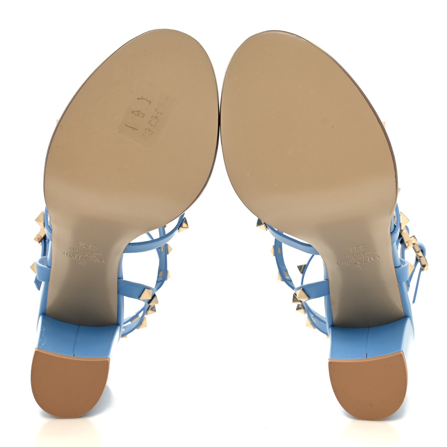 Nappa Rockstud 90mm Caged Sandals 38.5 Denim